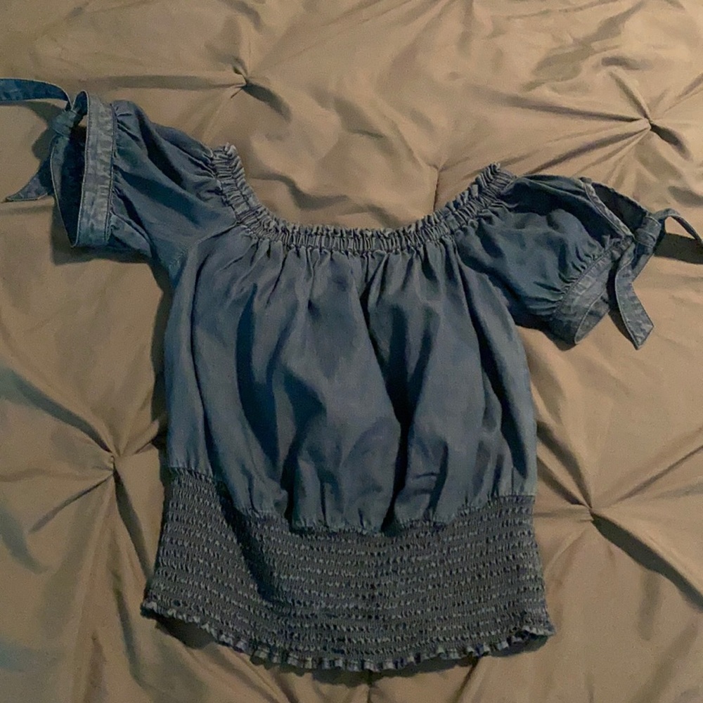 Express denim off the shoulder top